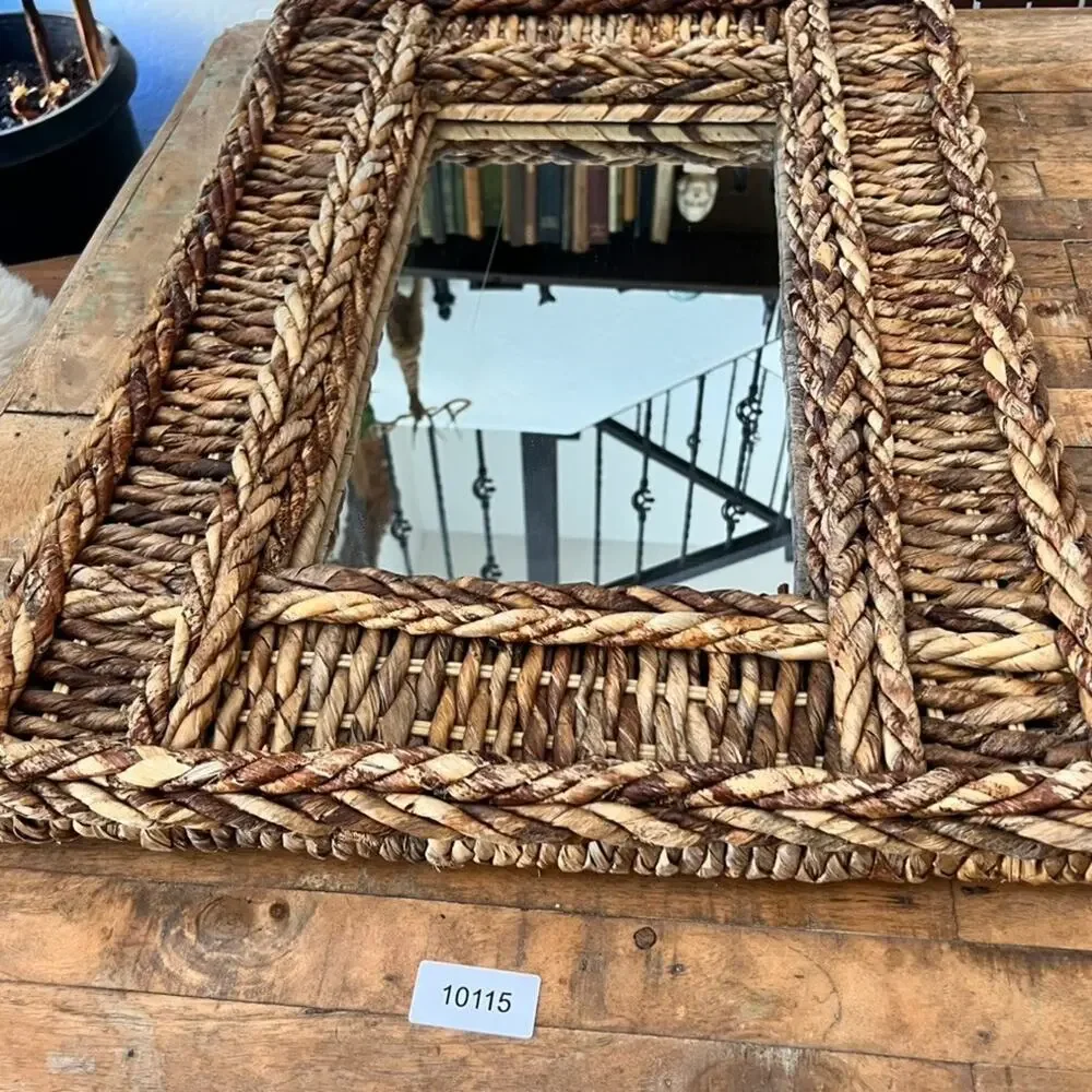 Rectangular Woven Rope Wall Mirror 27.5